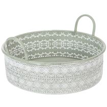 Article Lot de 3 Coupelles Métalliques avec Poignées - Style Vintage Vert et Blanc Lavé