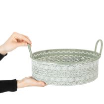 Article Lot de 3 Coupelles Métalliques avec Poignées - Style Vintage Vert et Blanc Lavé