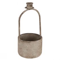 Article Bol décoratif avec bougeoir gris antique rouille Ø11cm H23,5cm