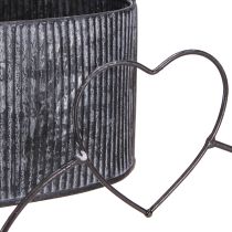 Article Bol décoratif ovale en métal avec cœur noir 20/16 cm lot de 2