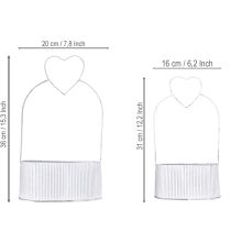 Article Bol décoratif ovale en métal avec cœur blanc 20/16 cm lot de 2