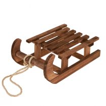 Article Traîneau décoratif en bois brun 30 x 18 x 12 cm