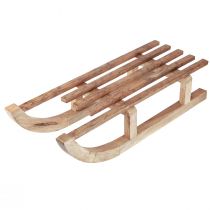 Article Décoration de table en bois de traîneau naturel, décoration d&#39;hiver en bois de manguier 60×23×15cm