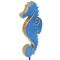 Article Décoration de table décorative en bois hippocampe bleu naturel H28cm