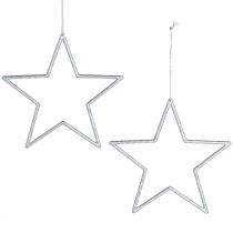 Article Étoile décorative argent décorations de sapin de Noël paillettes Ø12cm 12 pcs