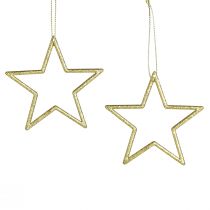 Article Étoiles décoratives décorations pour sapin de Noël paillettes dorées 7,5 cm 40 pcs