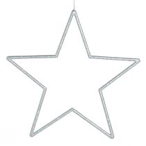 Article Étoiles décoratives décorations de sapin de Noël argentées avec paillettes 18cm 8 pcs