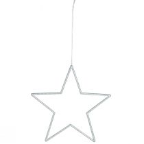 Article Décoration étoiles argentées à paillettes 18 cm - Lot de 8