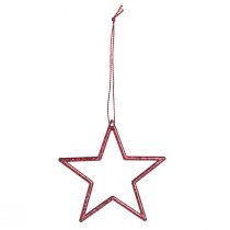 Article Étoiles de Noël rouges à suspendre - Décoration scintillante pour sapin et décoration festive pour la chambre, lot de 40, 7,5 cm