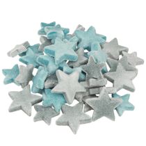 Article Étoiles décoratives floquées à disperser bleues Ø4/5cm 40 pièces