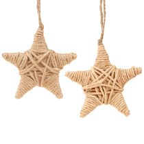 Article Étoiles décoratives à suspendre en raphia chanvre décoration arbre 7,5 cm 8 pièces