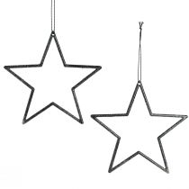Article Étoiles décoratives pour décorations d&#39;arbre suspendues noires Ø12cm 12 pièces