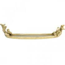 Article Plateau décoratif bois de cerf doré plateau vintage ovale L35×L17cm