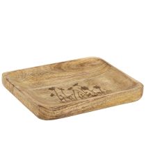 Article Plateau décoratif en bois à motif floral en bois de manguier 20×15,5cm