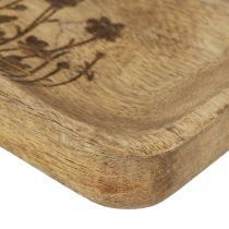 Article Plateau décoratif en bois à motif floral en bois de manguier 20×15,5cm