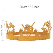 Article Plateau décoratif, décoration de table avec oiseaux, décoration printanière, métal rouillé, Ø 20 cm H 8,5 cm