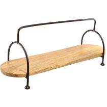 Article Plateau décoratif, plateau ovale allongé en bois avec anse 70cm