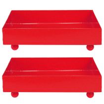 Article Plateau décoratif carré en métal rouge 15×15cm 2pcs
