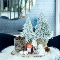 Sapin décoratif avec neige, décoration de l&#39;avent, sapin en pot H37cm