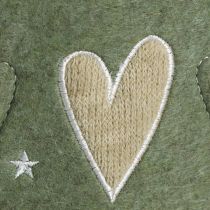 Article Sapin de Noël déco feutrine vert avec coeur étoiles H52cm 2pcs