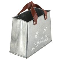 Article Sac décoratif, argenté, blanc, marron, métal, pot de fleurs, L22cm, 2 pièces