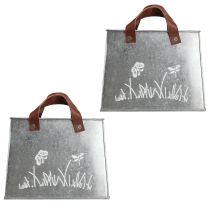 Article Sac décoratif argent blanc marron cache-pot en métal L22cm 2pcs