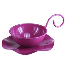 Article Tasse décorative tasse à thé en métal sur assiette violet Ø11,5cm H8cm 2pcs