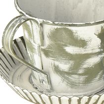 Article Coupe décorative en métal blanchi antique Ø9cm H8cm 2pcs