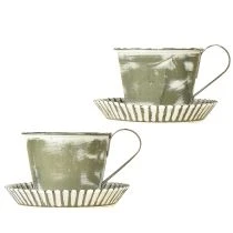 Article Coupe décorative en métal blanchi antique Ø9cm H8cm 2pcs