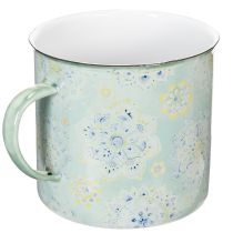 Article Tasse décorative en métal émaillé motif Mandala Ø13cm H12cm