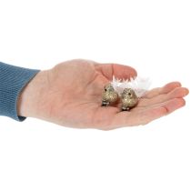 Article Paire de colombes décoratives, oiseaux décoratifs avec pince, dorés, 5 cm, lot de 4