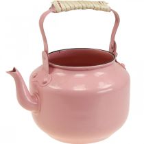 Jardinière théière déco métal vieux rose Ø8.6cm H16cm
