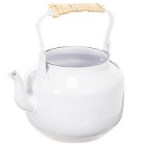 Article Cache-pot métal blanc style Shabby Chic en forme de théière, Ø8,6 cm H16 cm