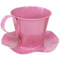 Article Tasse à thé décorative en métal rose avec soucoupe, Ø 12 cm, H 10 cm, lot de 8