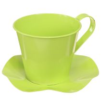 Article Tasse à thé déco métal avec assiette vert clair Ø12 H10cm 8 pcs