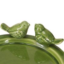 Article Assiette décorative bain d'oiseaux décoration de table céramique verte Ø20,5cm 2pcs