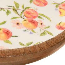 Article Assiette décorative avec socle en manguier motif pêche Ø26cm H9,5cm