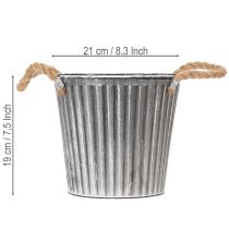Article Pot décoratif pour plantation, pot en métal avec anses, décoration en métal style shabby chic Ø 21,5 cm
