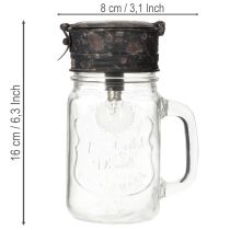 Article Verre décoratif avec lampe LED Ø8cm H16cm
