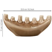 Article Vase décoratif en céramique en forme de bateau Marron 23×8,5cm H11cm