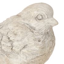 Article Figurine décorative oiseau moineau en pierre moulée blanchie H12,5cm