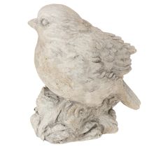 Article Figurine décorative oiseau moineau en pierre moulée blanchie H12,5cm