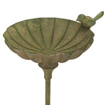 Article Bain d&#39;oiseaux décoratif en métal vert antique Ø16,5 cm H34,5 cm