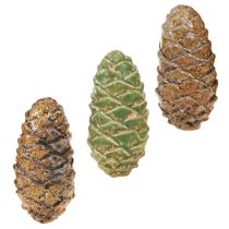 Article Cônes décoratifs en céramique assortis vert jaune marron 8,5 cm 6 pièces