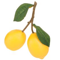 Article Citrons artificiels décoratifs 2 citrons sur une branche 16cm 3pcs
