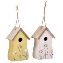 Article Décoration pour nichoir à oiseaux suspendu bois blanc jaune 13cm 2 pcs