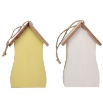 Article Décoration pour nichoir à oiseaux suspendu bois blanc jaune 13cm 2 pcs