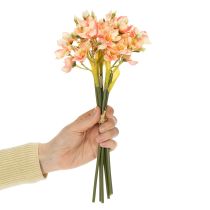 Article Branche fleurie décorative de lys du Pérou pour compositions intemporelles, 33 cm, lot de 6