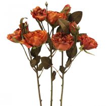 Bouquet de roses déco fleurs artificielles bouquet de roses orange 45cm 3pcs
