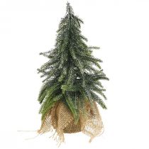 Sapin de Noël déco mini sac en jute sapin pailleté, vert 26cm